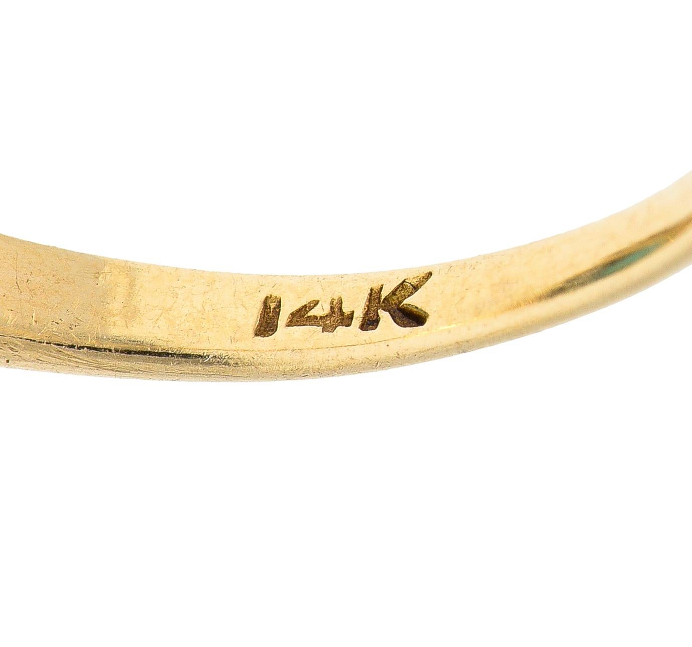 Viktorianischer Türkis-Cabochon-Diamantring aus 14 Karat Gelbgold mit alteuropäischem Minenschliff 3