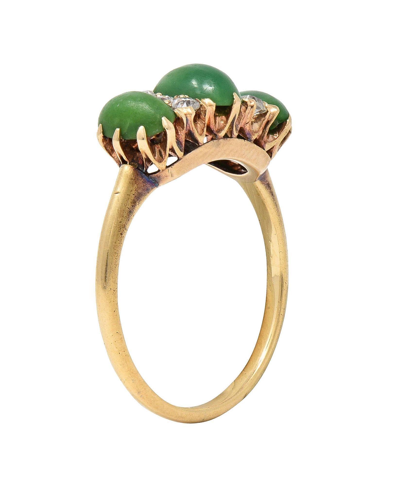 Victorian Turquoise Diamond 18 Karat Yellow Gold Antique Three Stone Ring 4