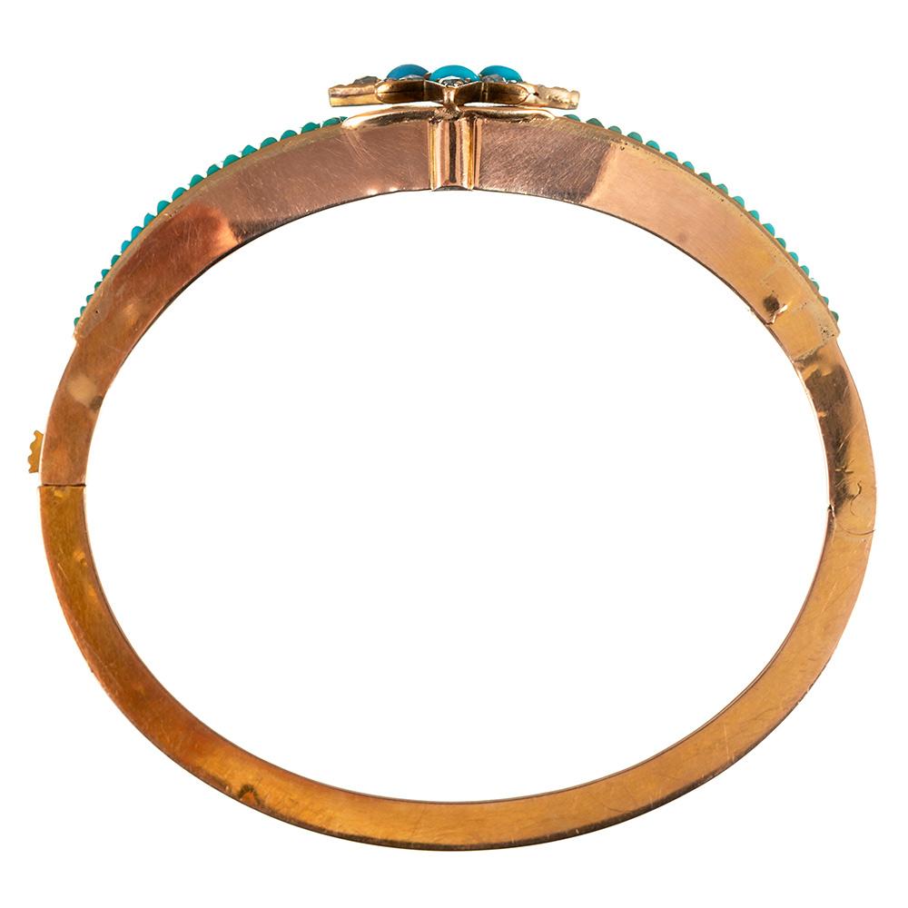 Bracelet victorien en turquoise et diamant avec motif en étoile Bon état - En vente à Carmel-by-the-Sea, CA