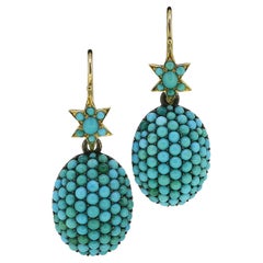 Antique Victorian Turquoise Drop Earrings