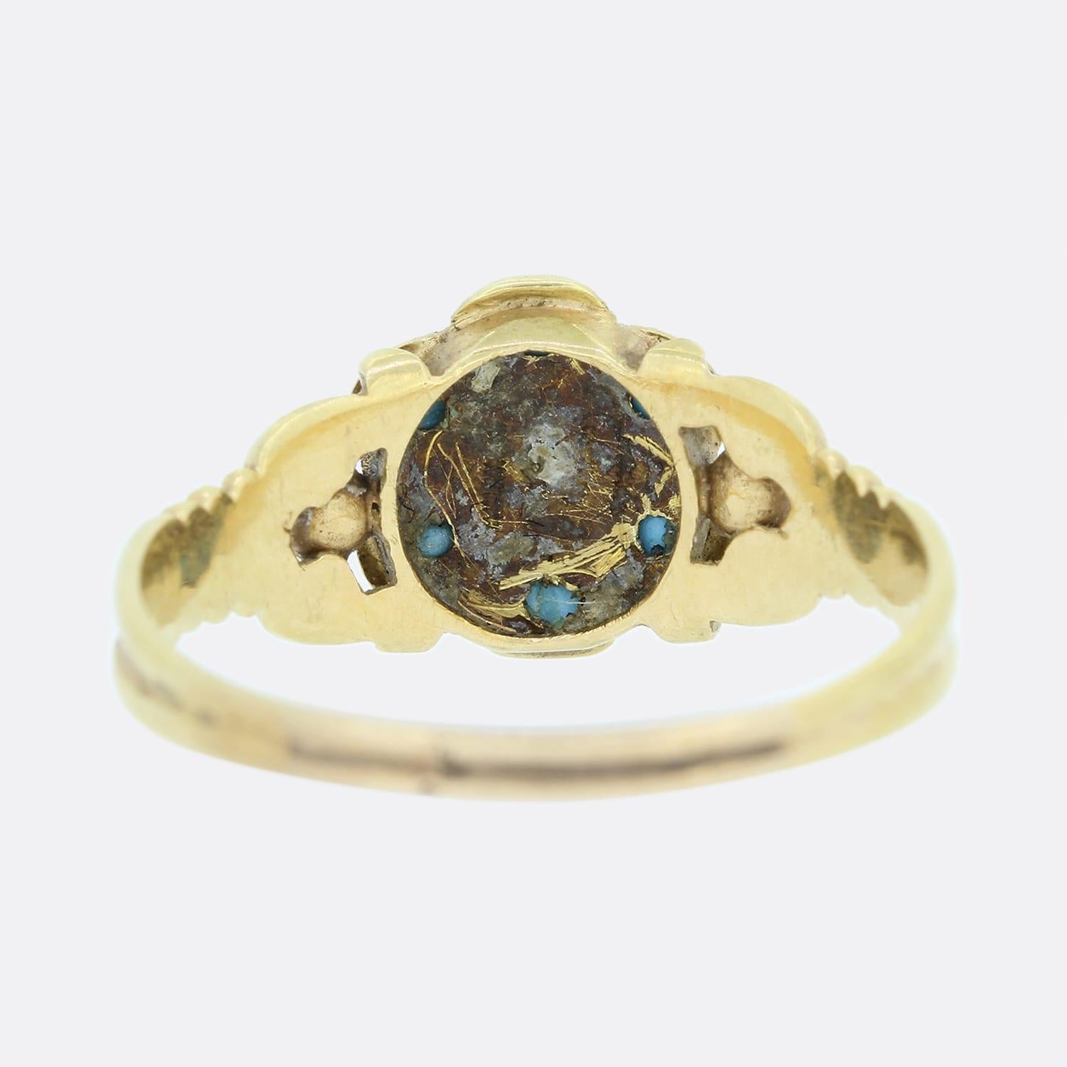 Victorian Turquoise 'Forget Me Not' Cluster Ring In Good Condition For Sale In London, GB