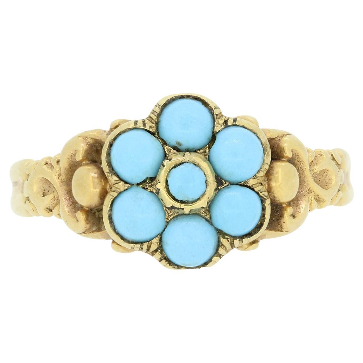 Victorian Turquoise 'Forget Me Not' Cluster Ring For Sale