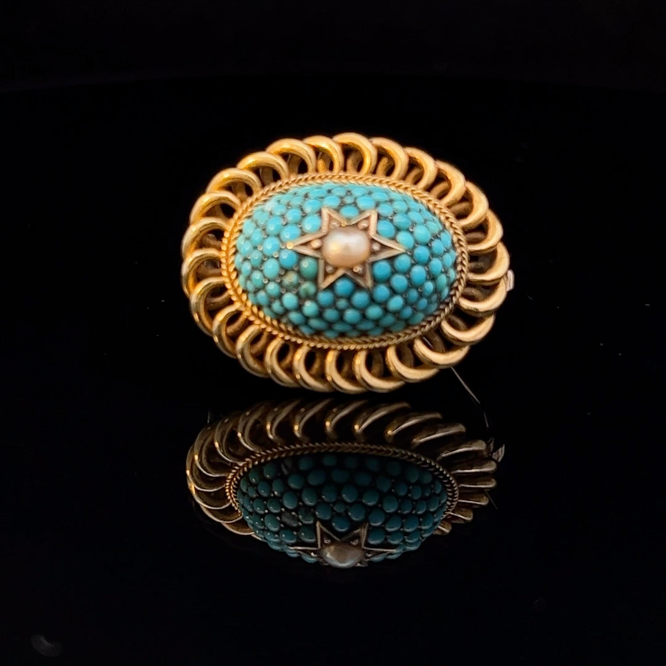 Victorian Turquoise Locket Brooch Circa 1870 In Good Condition For Sale In ADELAIDE, SA