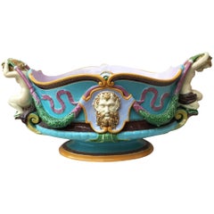 Victorian Turquoise Majolica Jardiniere Renaissance Minton, circa 1876
