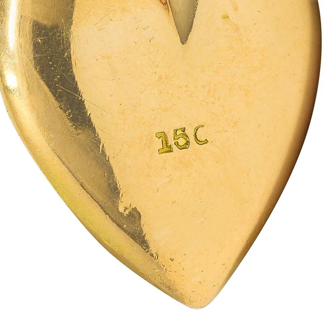 Women's or Men's Victorian Turquoise Pearl 15 Karat Gold Heart Padlock Gate Link Bracelet