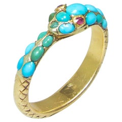 Victorian Turquoise Serpent Ring, circa 1870