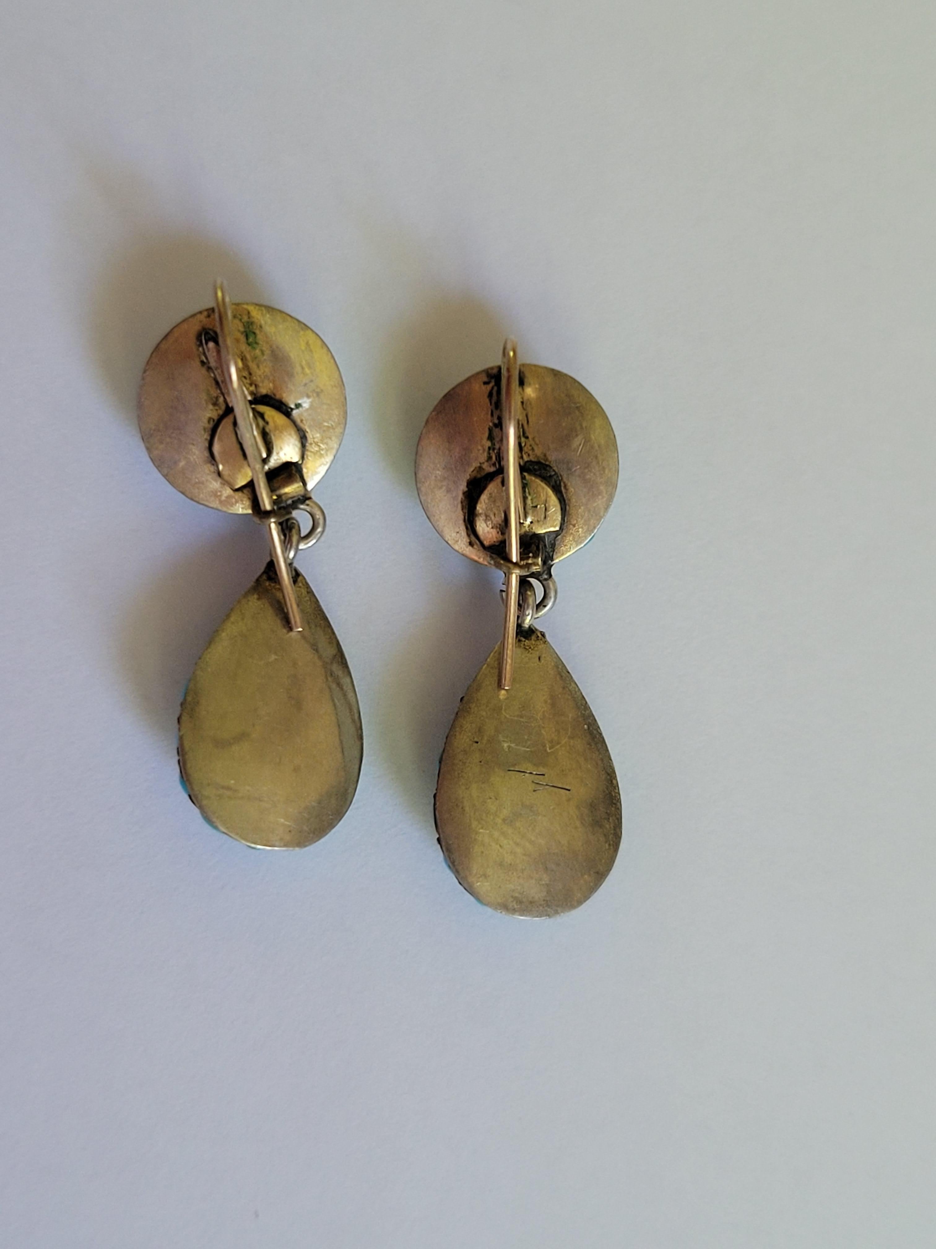 Women's Victorian Turquoise Silver drop earrings For Sale