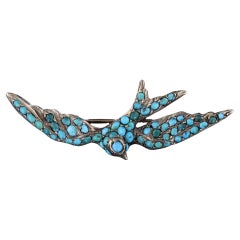 Broche coquillage victorienne turquoise