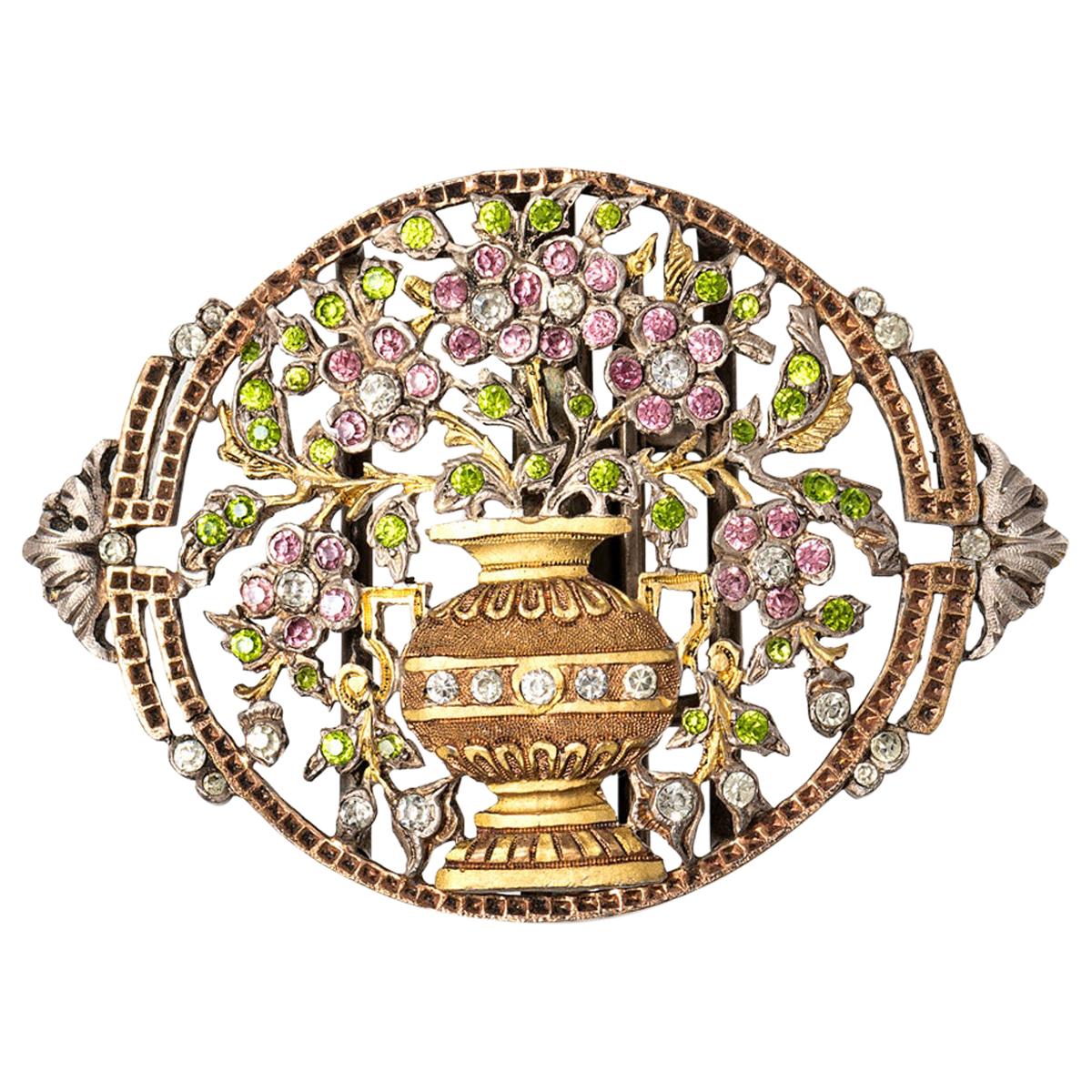 Victorian Two Color Nurses Belt Buckle with Colored Paste, English, circa 1900 For Sale