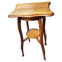 Victorian Two-Tier Oak Side Table Plant Stand, Circa 1890s