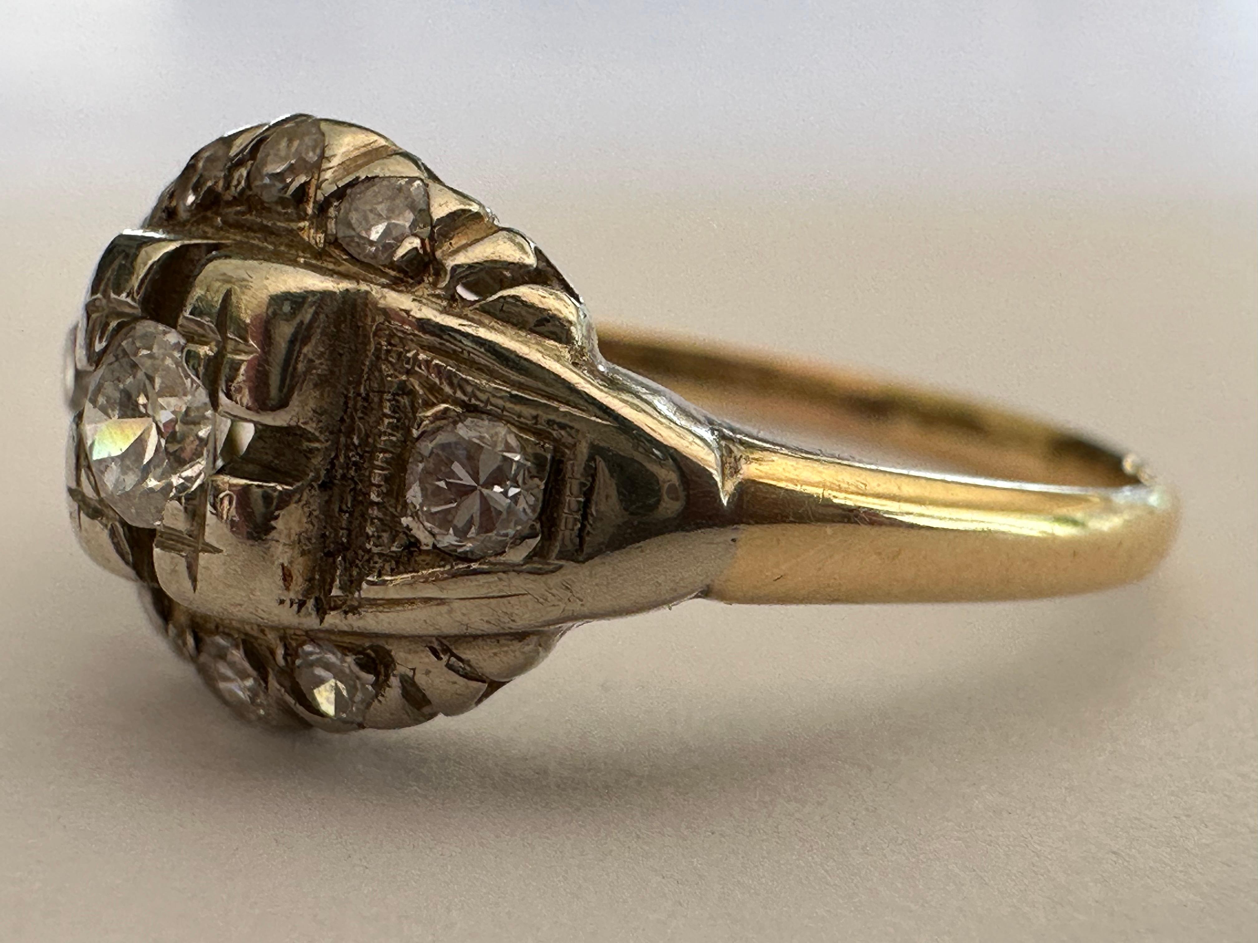 Late Victorian Victorian Two-Tone 14K Gold Diamond Ring   For Sale