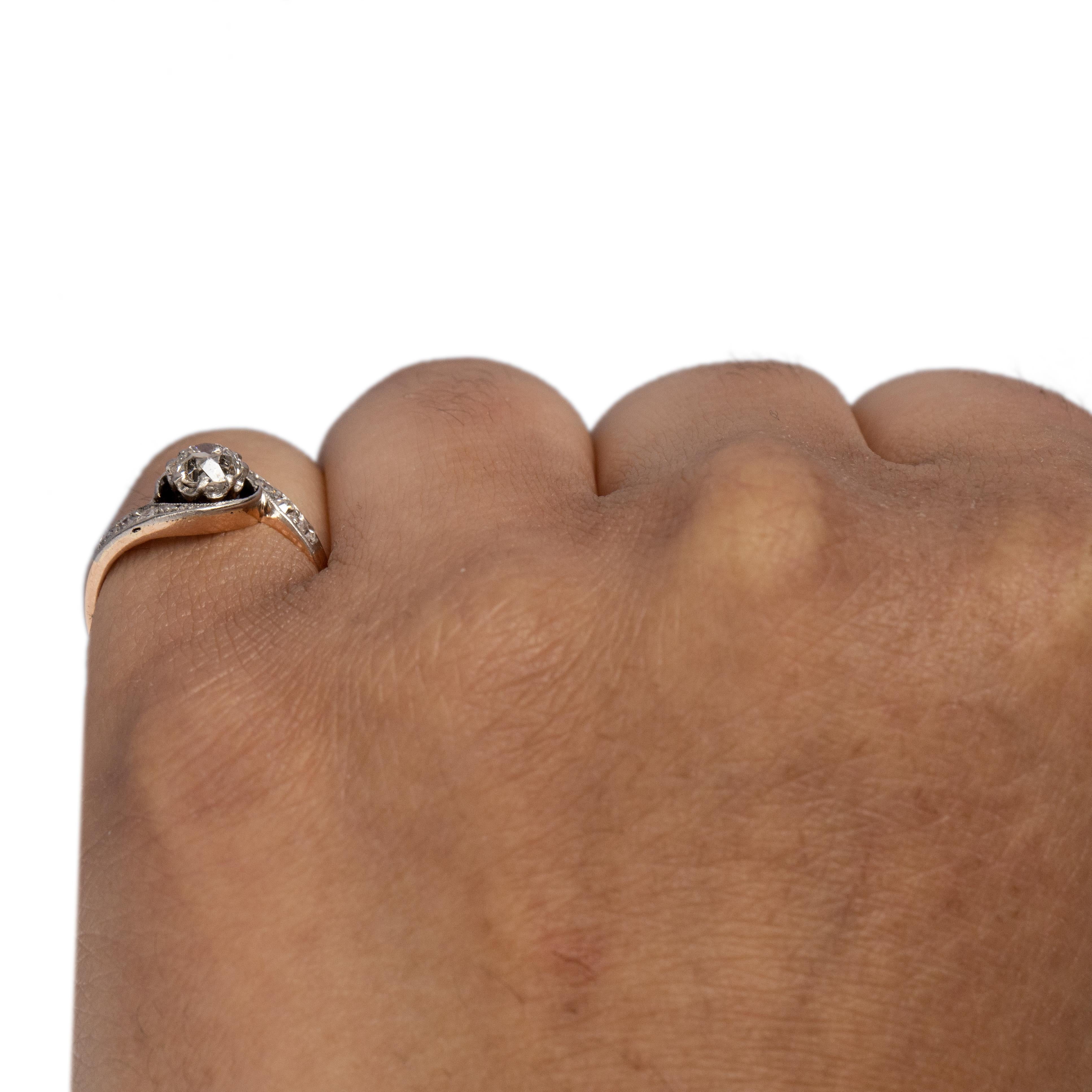 Women's Victorian Two Tone 14k Rose Gold and Platinum .50 Ct Vintage Bypass Engagement