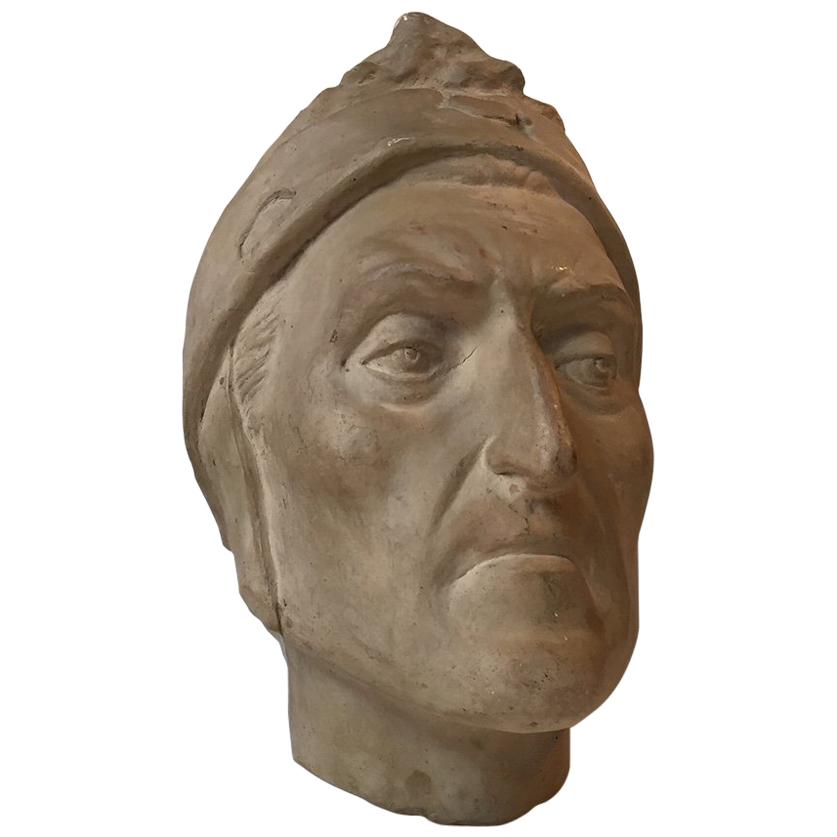 Victorian Unglazed Ceramic Mask of Dante Alighieri, 1900
