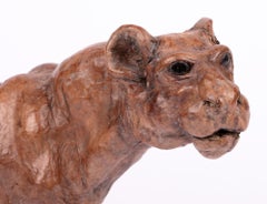 Victorian Unusual Hand Sculpted Leather Lioness Figure