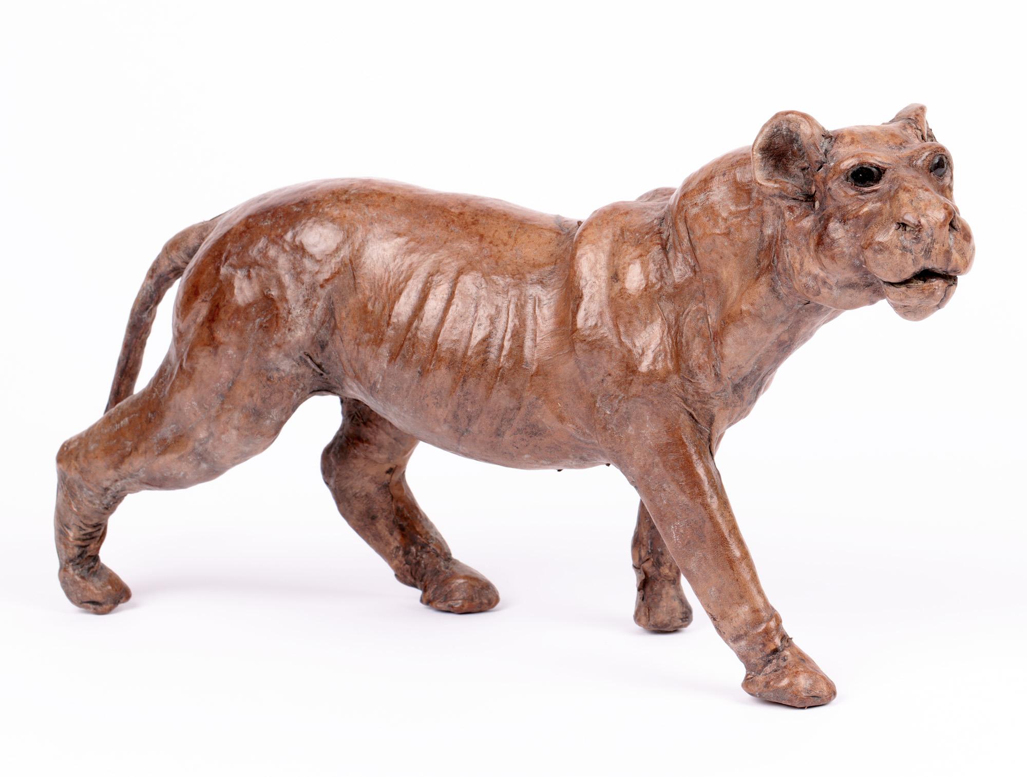 Victorian Unusual Hand Sculpted Leather Lioness Figure In Good Condition For Sale In Bishop's Stortford, Hertfordshire