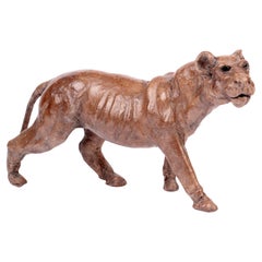 Victorian Unusual Hand Sculpted Leather Lioness Figure