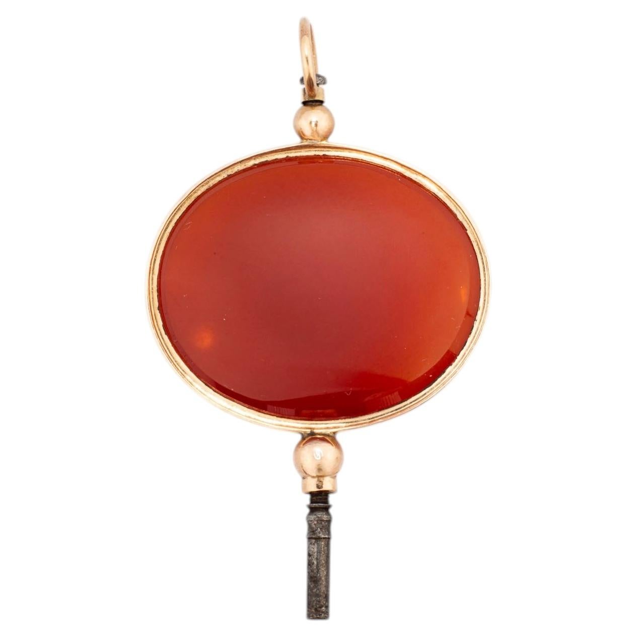 Victorian Unusually Large 18kt Carnelian Watch Key
