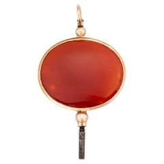 Victorian Unusually Large 18kt Carnelian Watch Key