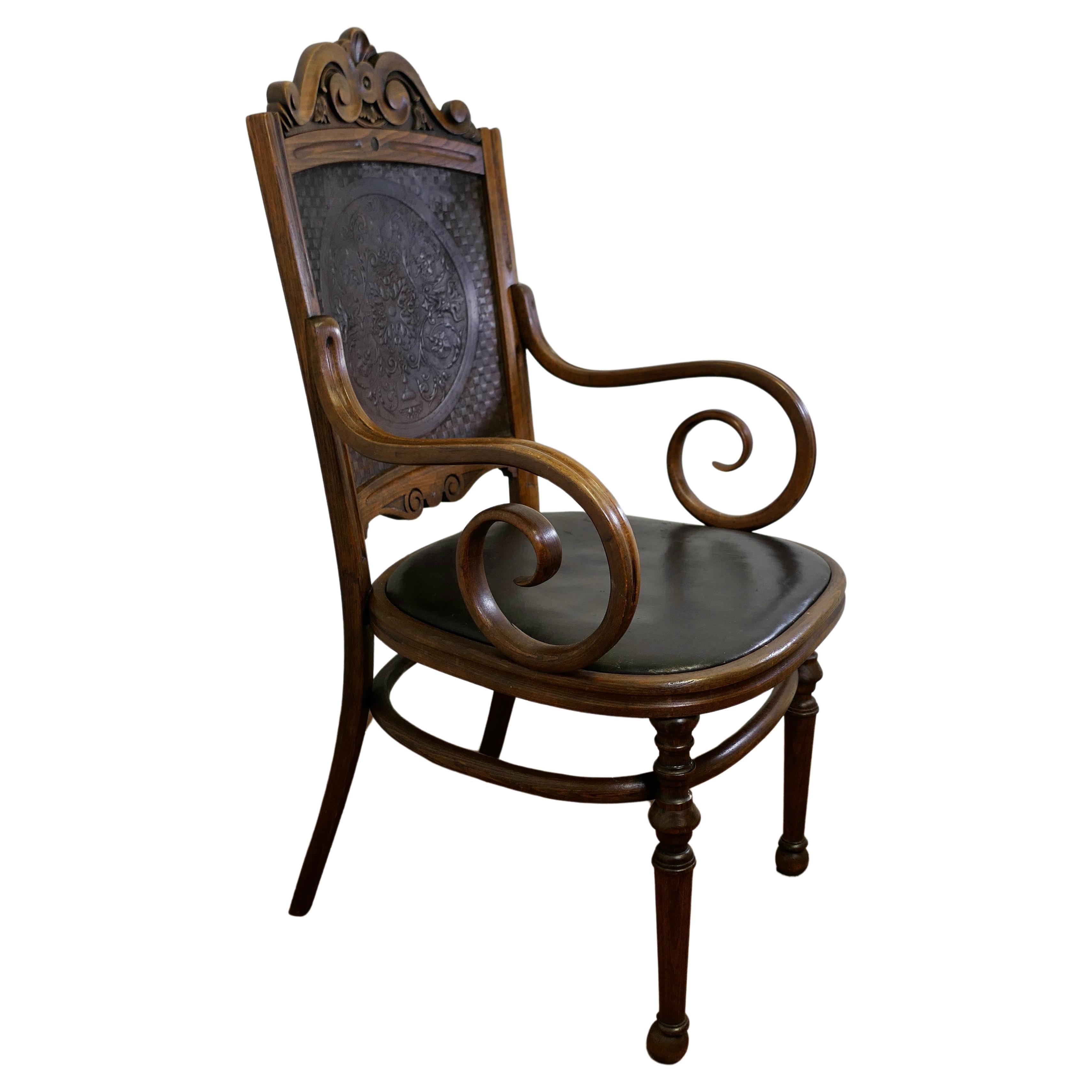 Victorian Upholstered Bentwood Salon or Desk Chair  This is a charming piece 