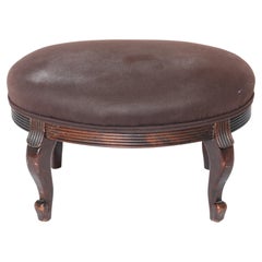 Vintage Victorian Upholstered Petite Oval Footstool