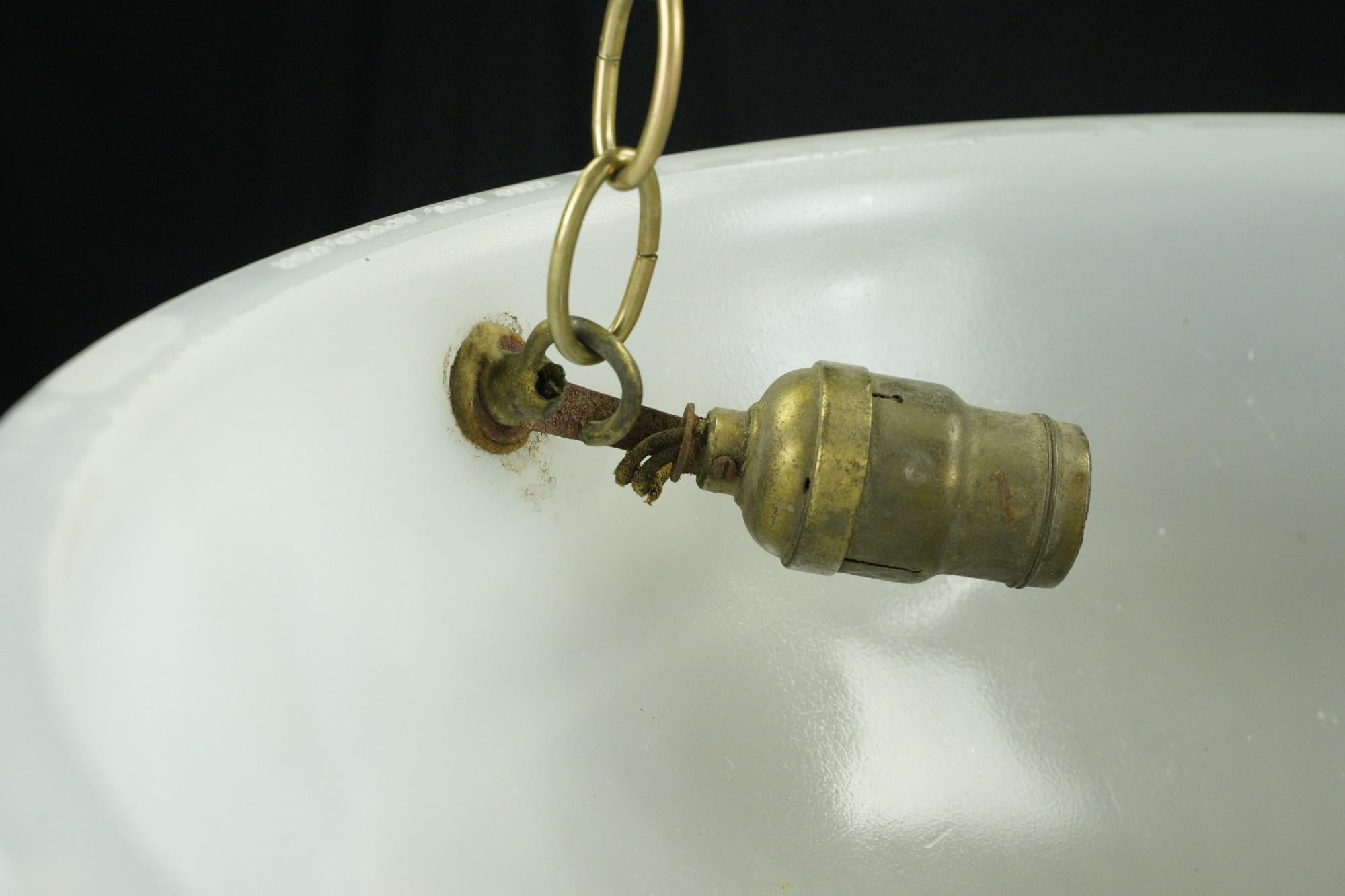 Victorian Urn Motif White Cast Glass Bowl Pendant Light For Sale 10