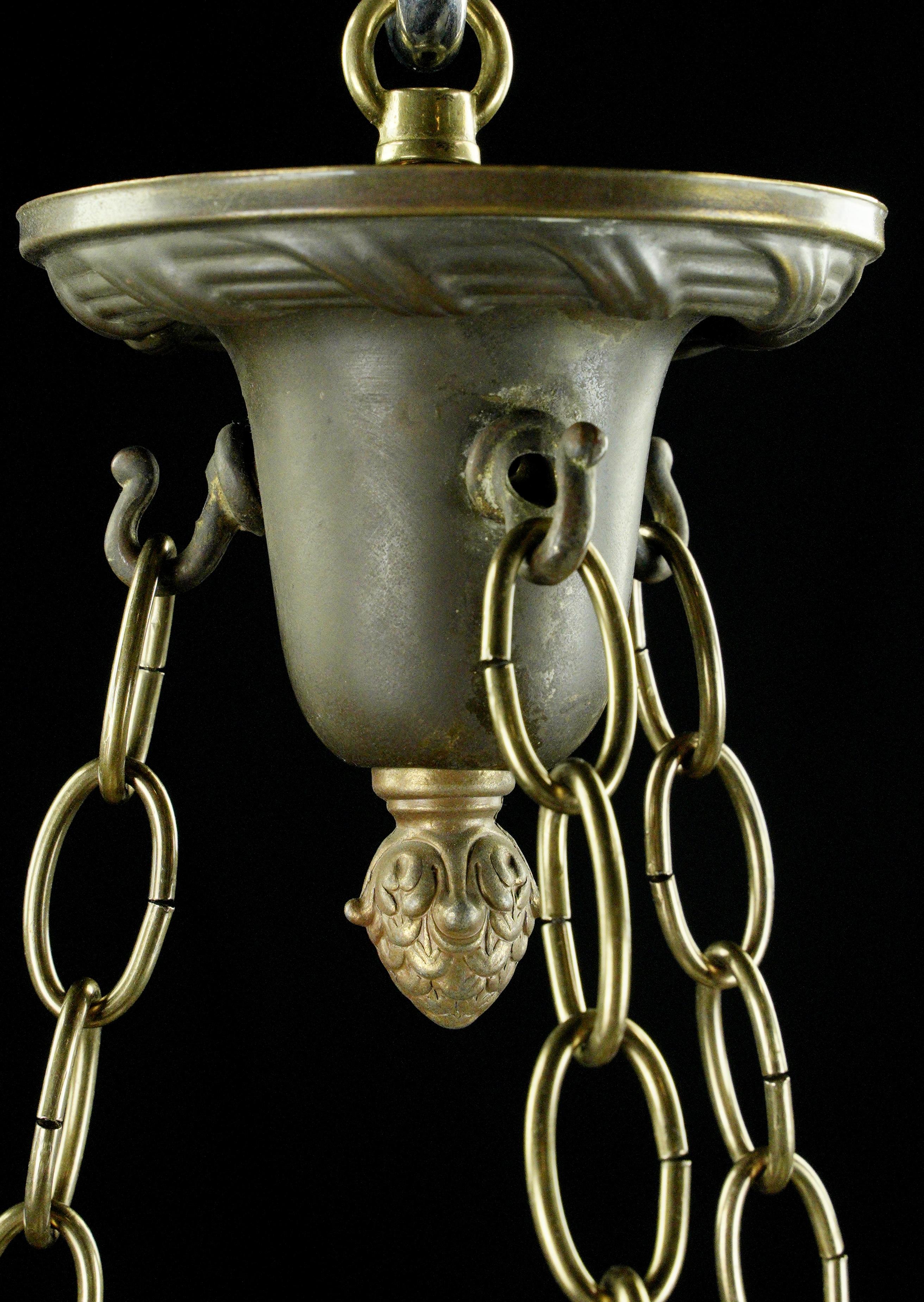 Victorian Urn Motif White Cast Glass Bowl Pendant Light For Sale 3