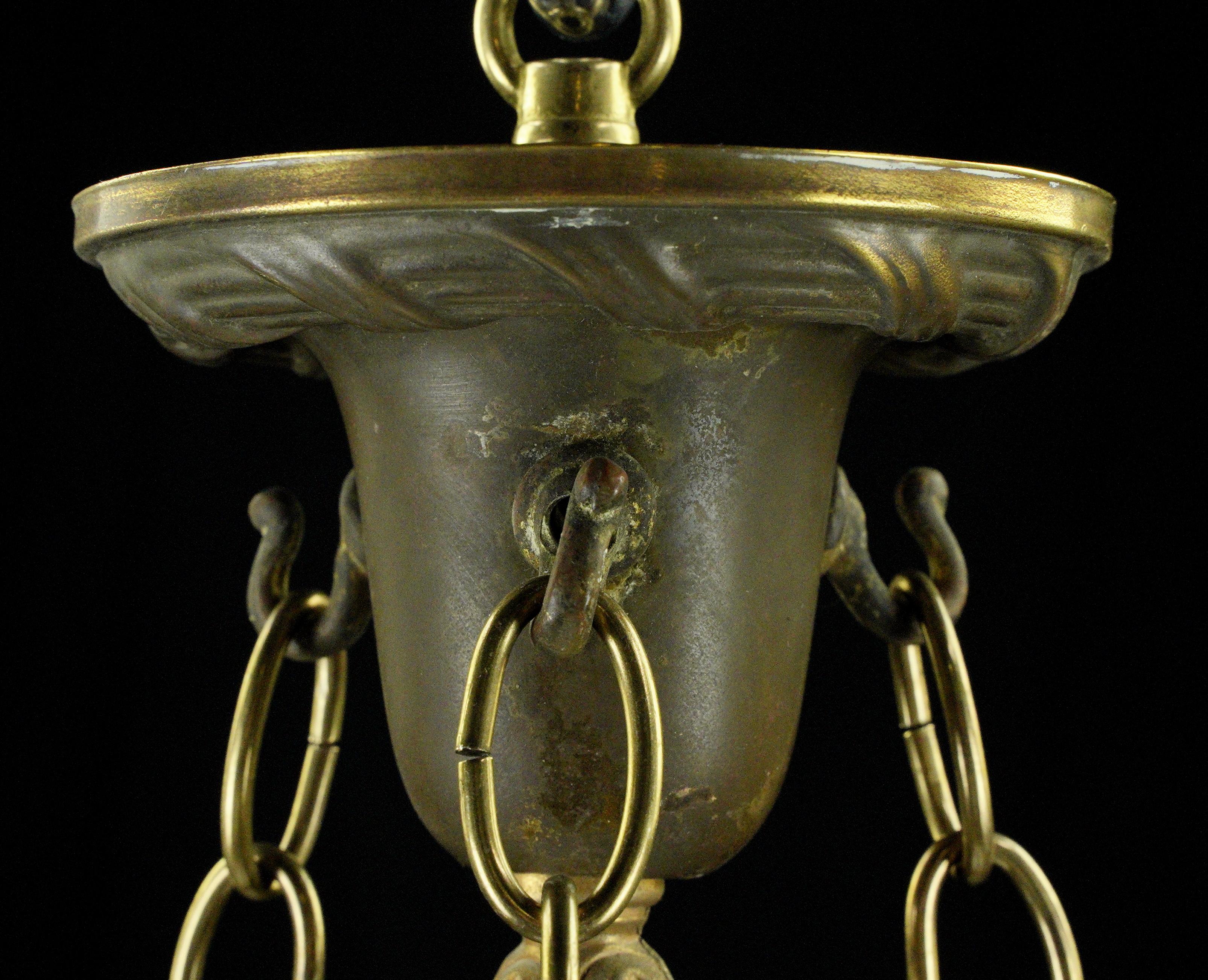 Victorian Urn Motif White Cast Glass Bowl Pendant Light For Sale 4