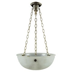 Lámpara Colgante Victoriana de Tazón de Vidrio Fundido Blanco con Motivo de Urna