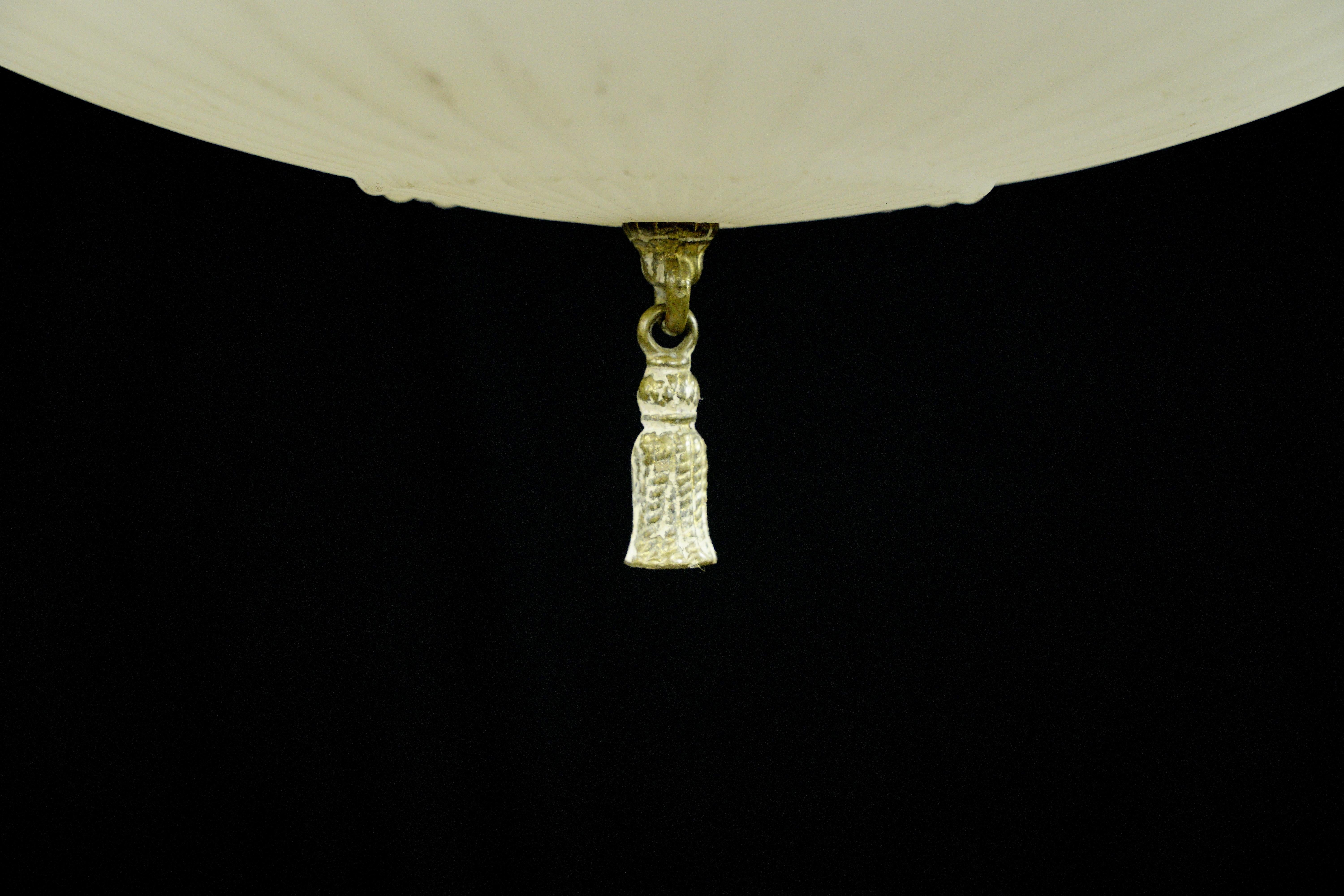 Victorian Urn White Cast Glass Dish Brass Pendant Light For Sale 1
