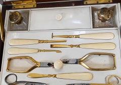 Victorian Vanity Box Mahogany Toilet Chest Elkington Silver 1880