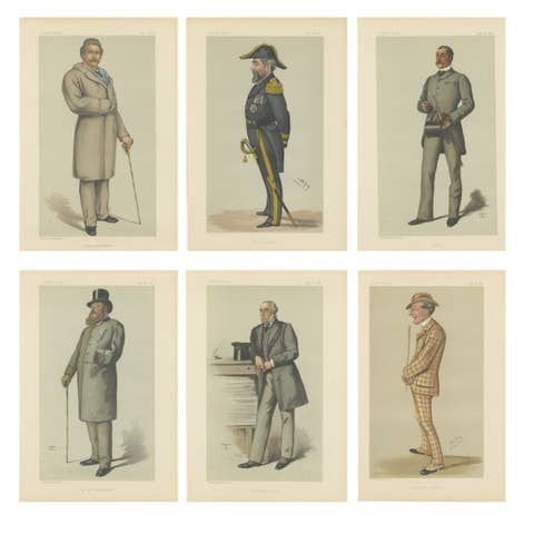 Victorian Vanity Fair Caricatures, Empire & Service, Set of Six, 1880s