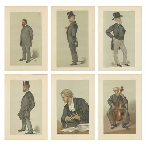 Victorian Vanity Fair Caricatures, Parliament & Society, Set of Six, 1883