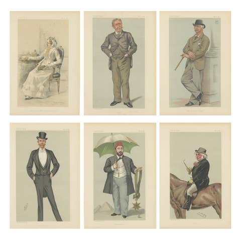 Victorian Vanity Fair Caricatures, Society & Power, Set of Six, 1883