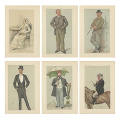 Caricatures de Vanity Fair de l
époque victorienne, société et pouvoir, ensemble de six, 1883