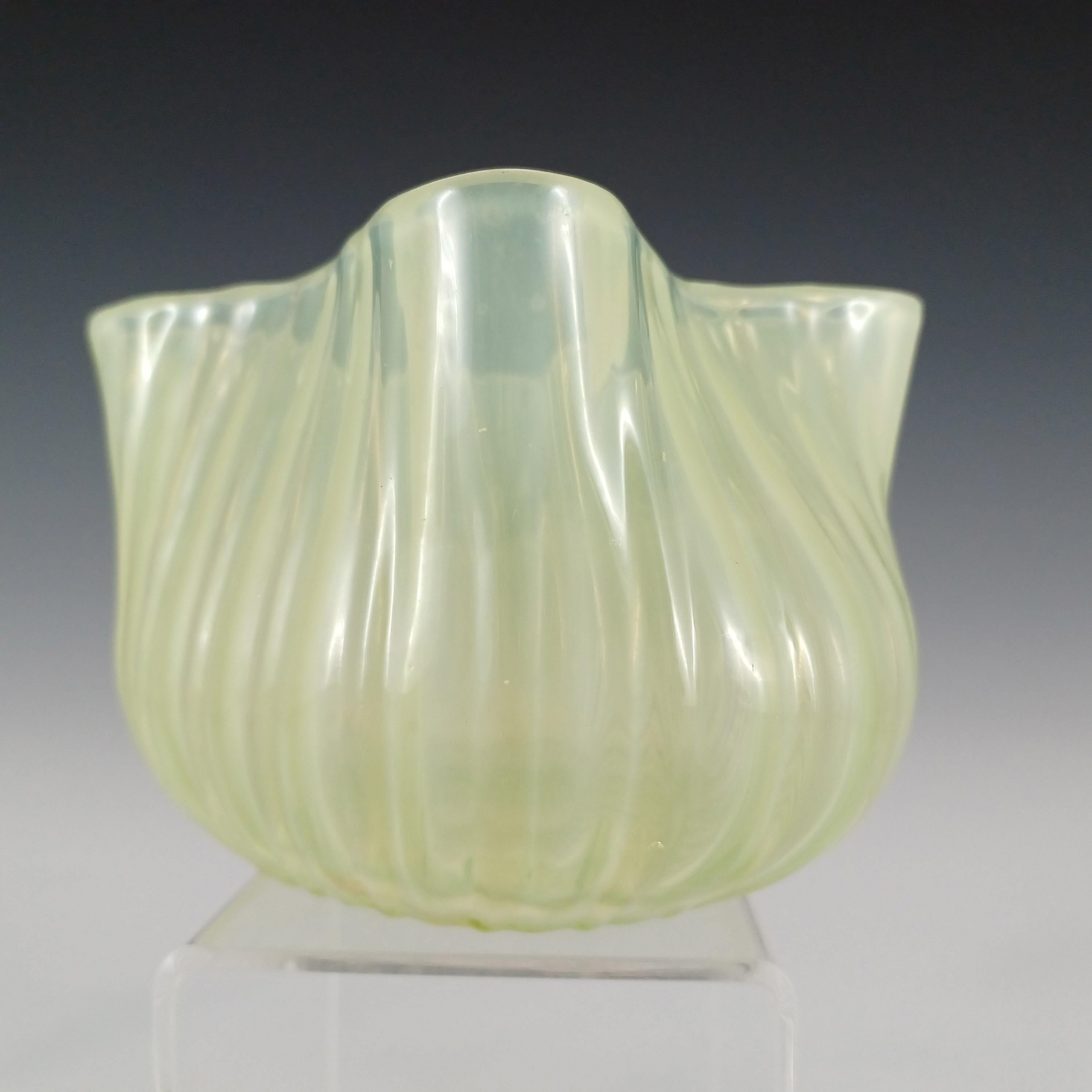 A beautiful large Bohemian green glass vase with Snake