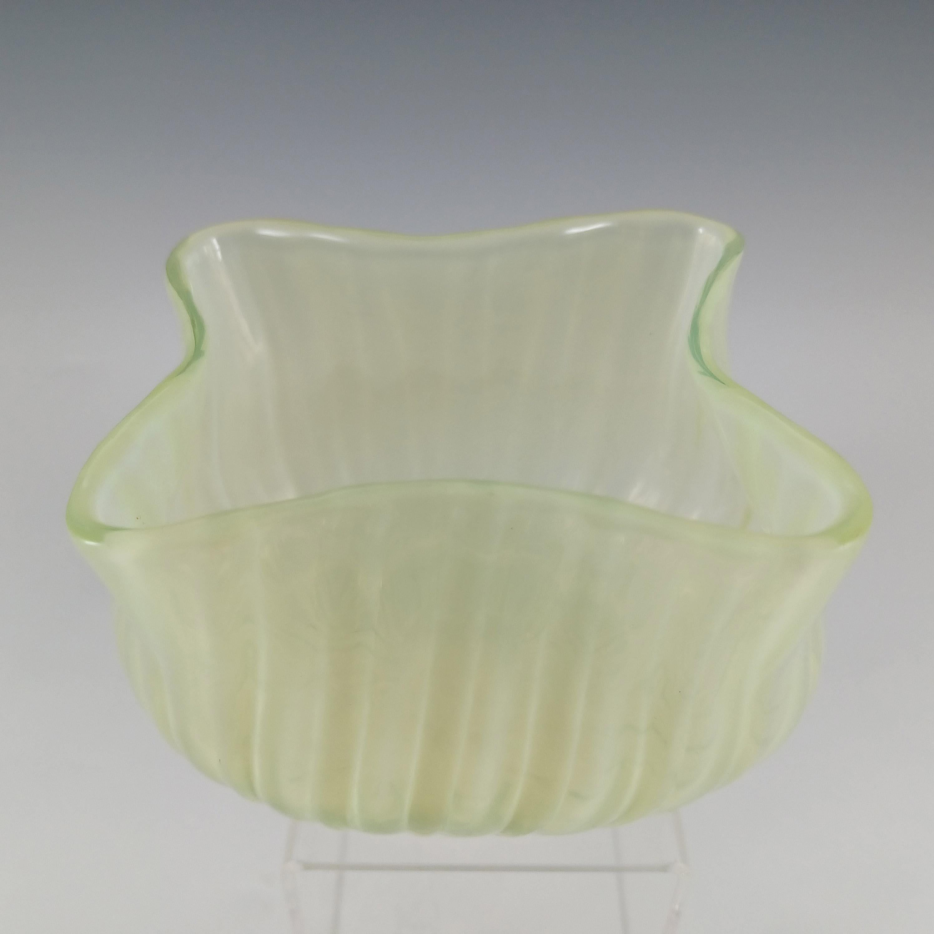 Late 19th Century Victorian Vaseline Opalescent Uranium Yellow Glass Vase / Bowl For Sale