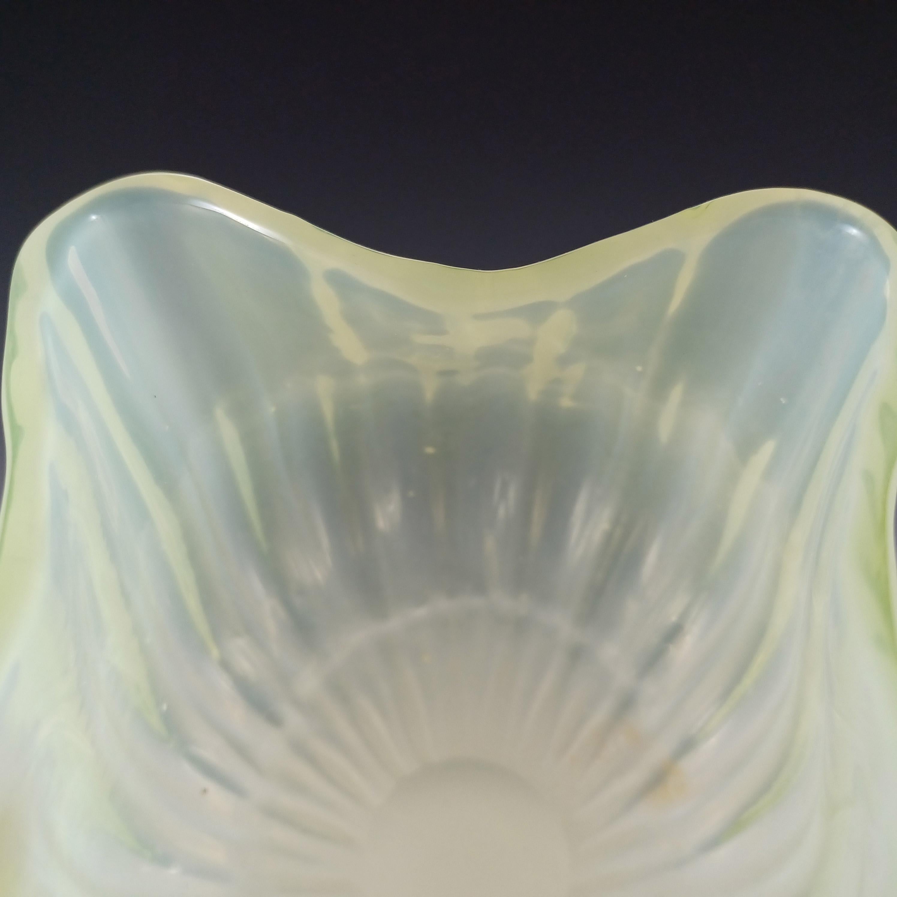 Victorian Vaseline Opalescent Uranium Yellow Glass Vase / Bowl For Sale 1