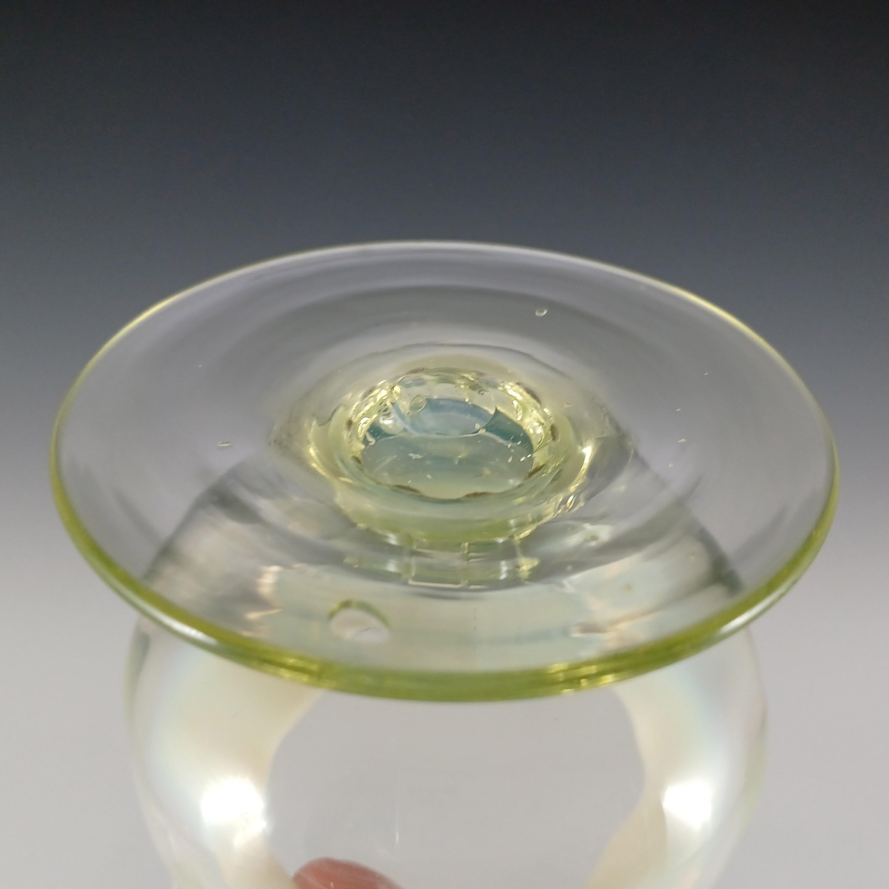 Victorian Vaseline Uranium Opalescent Glass Footed Vase For Sale 4
