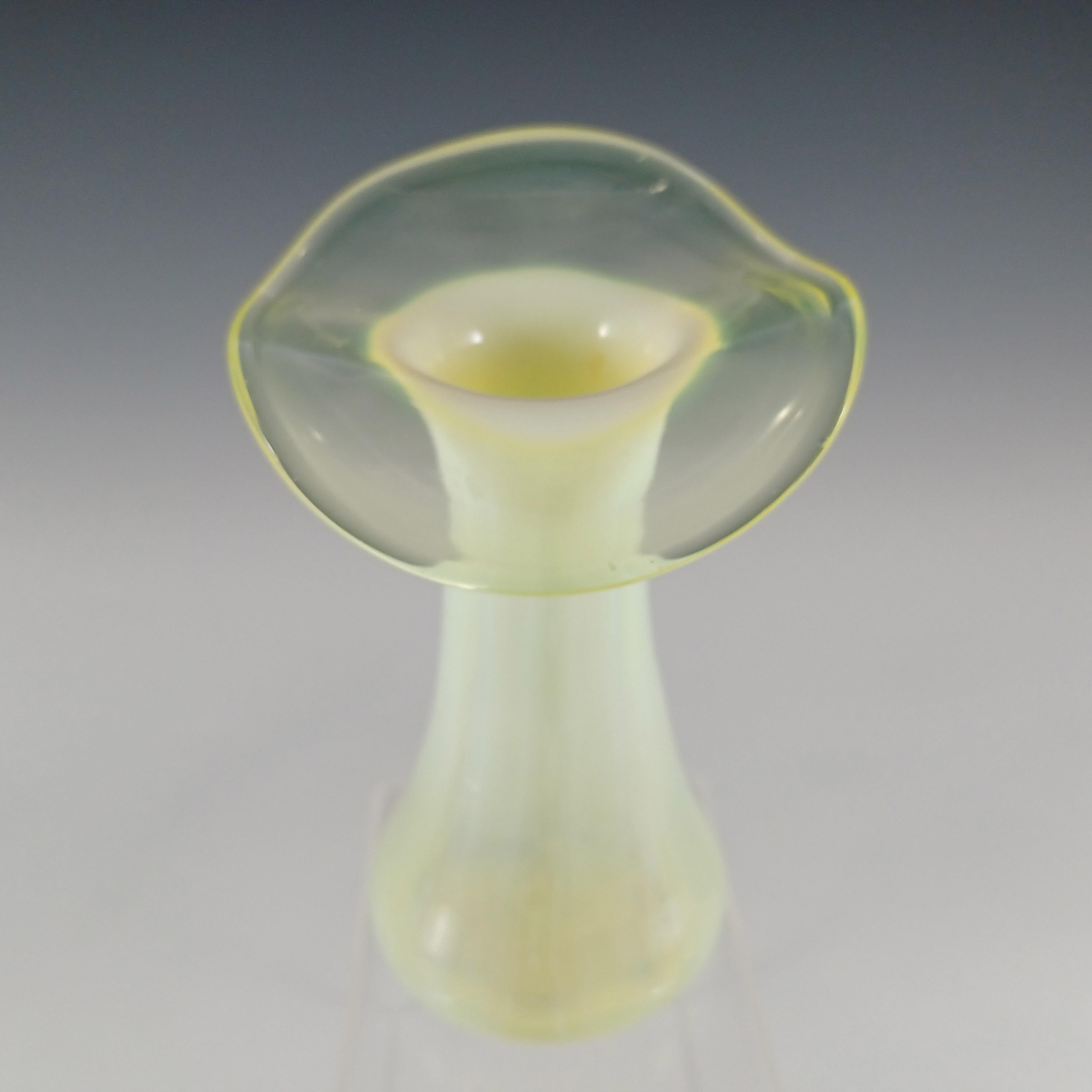 British Victorian Vaseline Uranium Opalescent Glass Pulpit Vase For Sale
