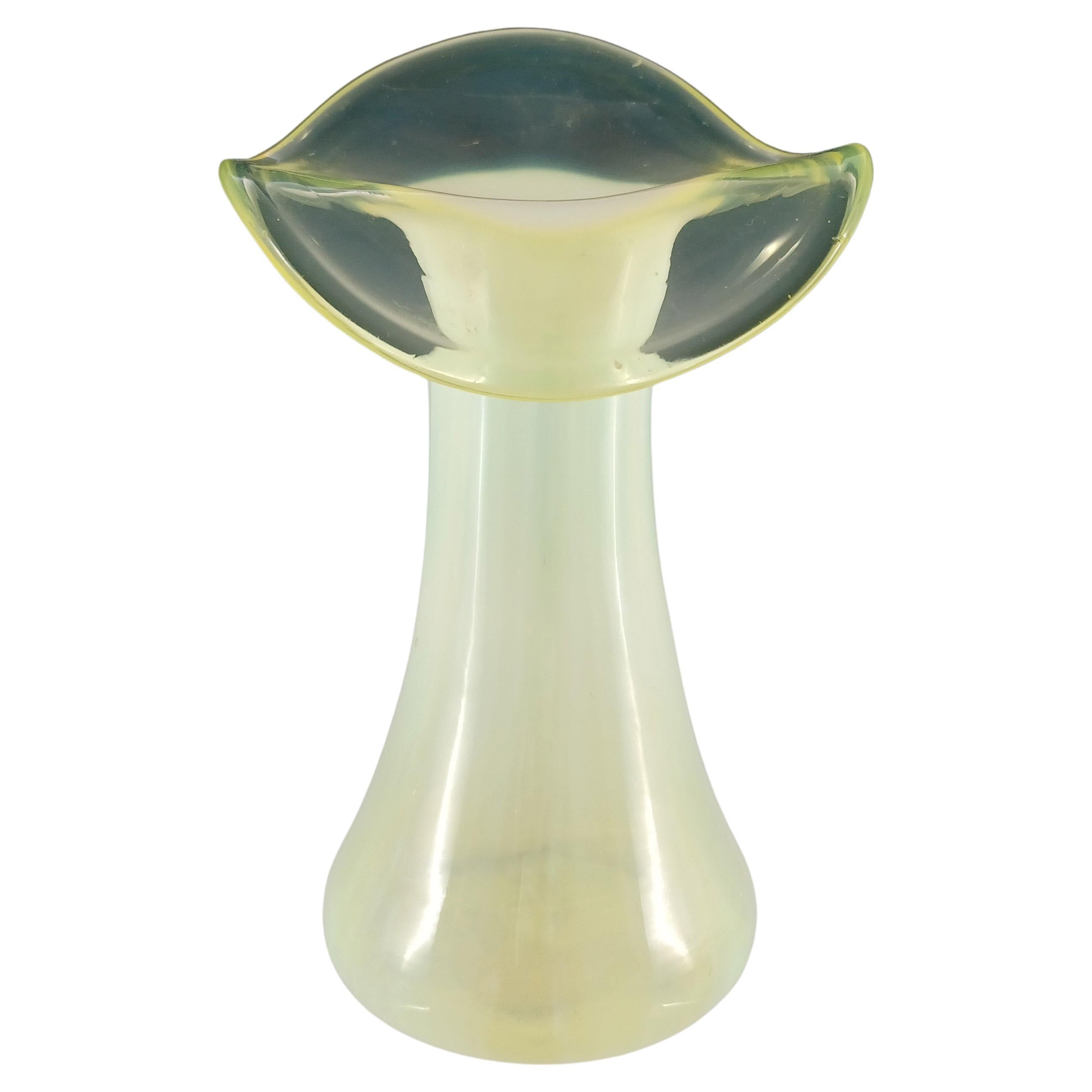 Victorian Vaseline Uranium Opalescent Glass Pulpit Vase For Sale