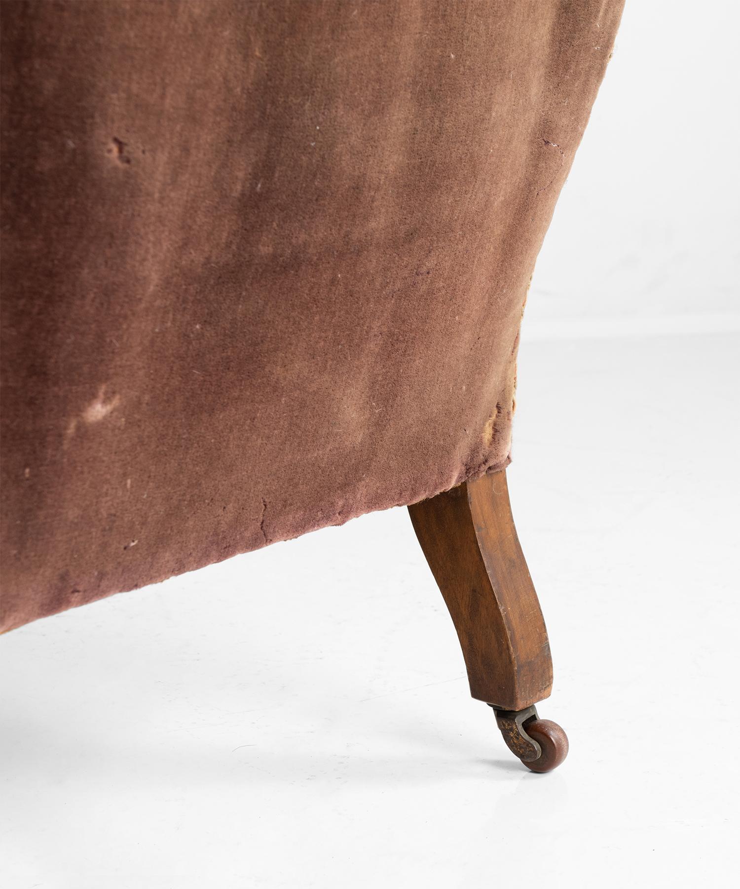 Mahogany Victorian Velvet Carpet Chair