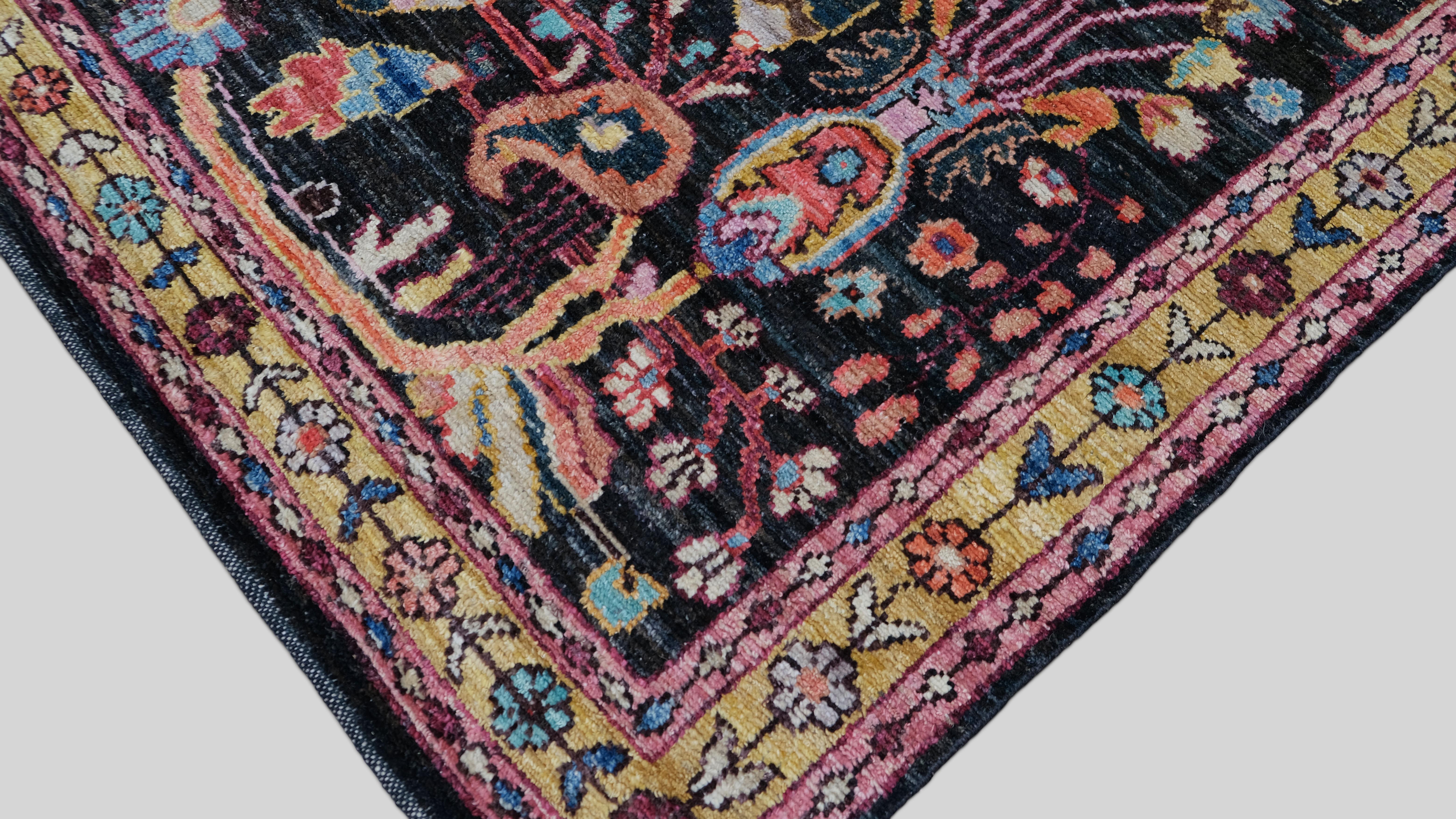 Afghano Tappeto in lana multicolore Victorian Vibrant Floral 6'1''x9' in vendita