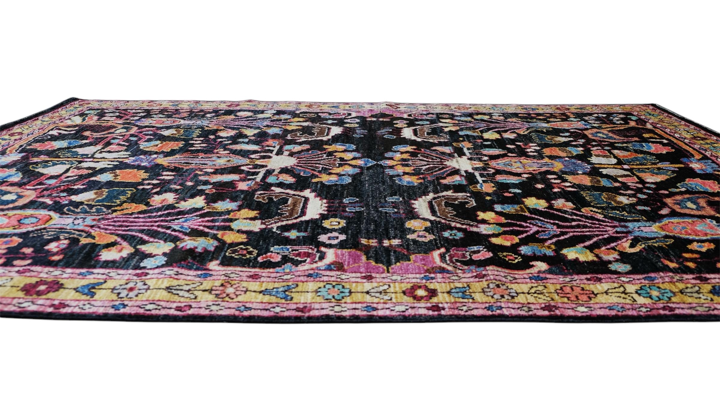 XXI secolo e contemporaneo Tappeto in lana multicolore Victorian Vibrant Floral 6'1''x9' in vendita