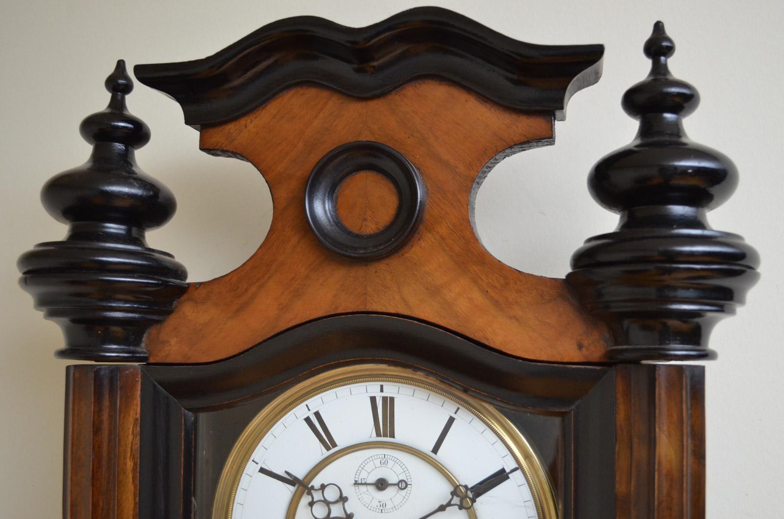 European Victorian Vienna Clock in Walnut For Sale