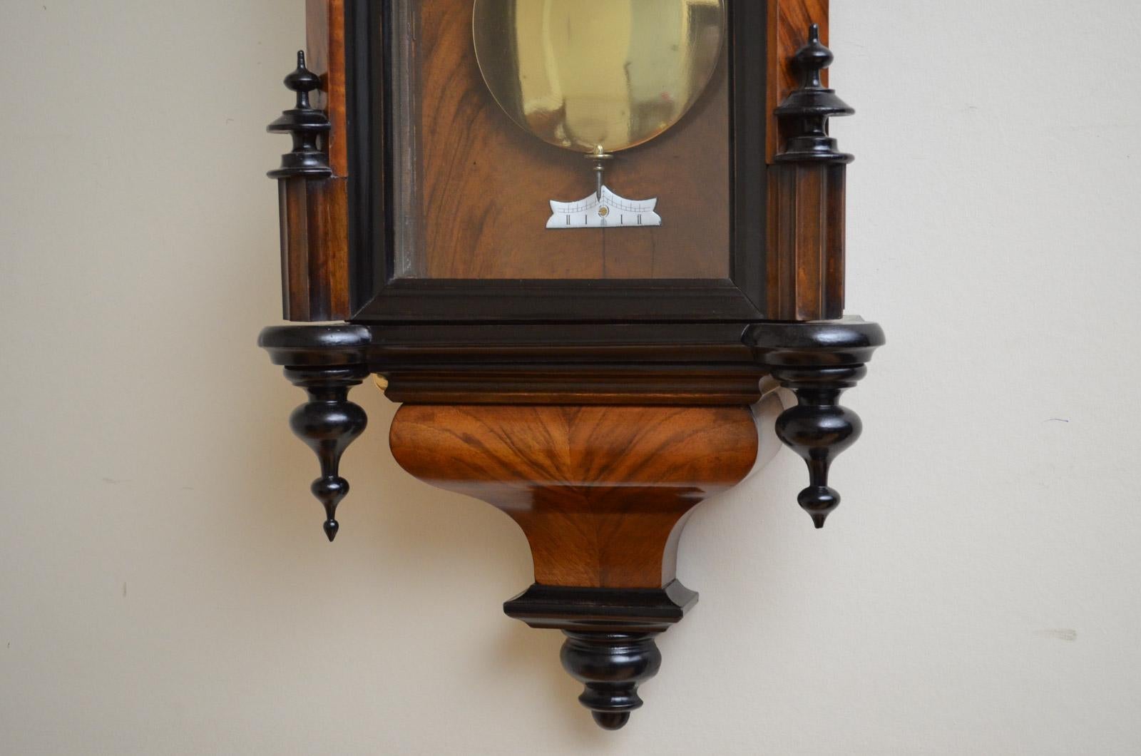 Late 19th Century Victorian Vienna Clock in Walnut For Sale