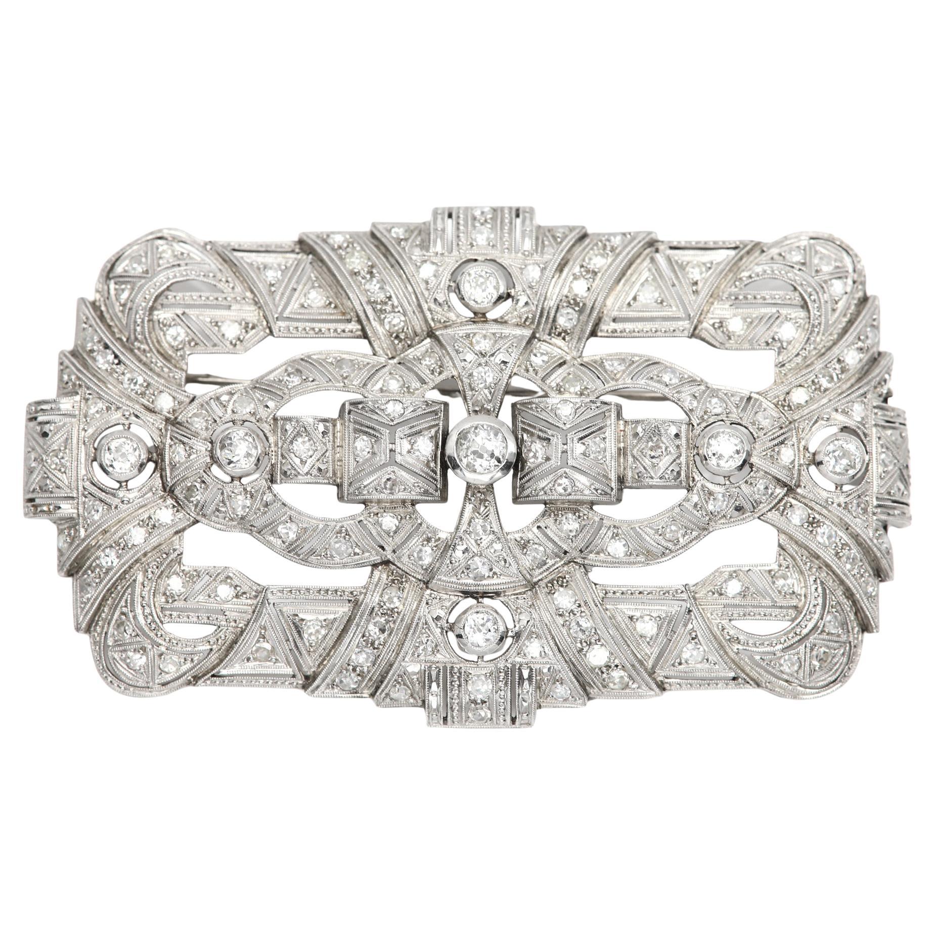 Victorian Vintage Diamond Brooch Platinum Brooch Pin circa early 1900's art deco For Sale