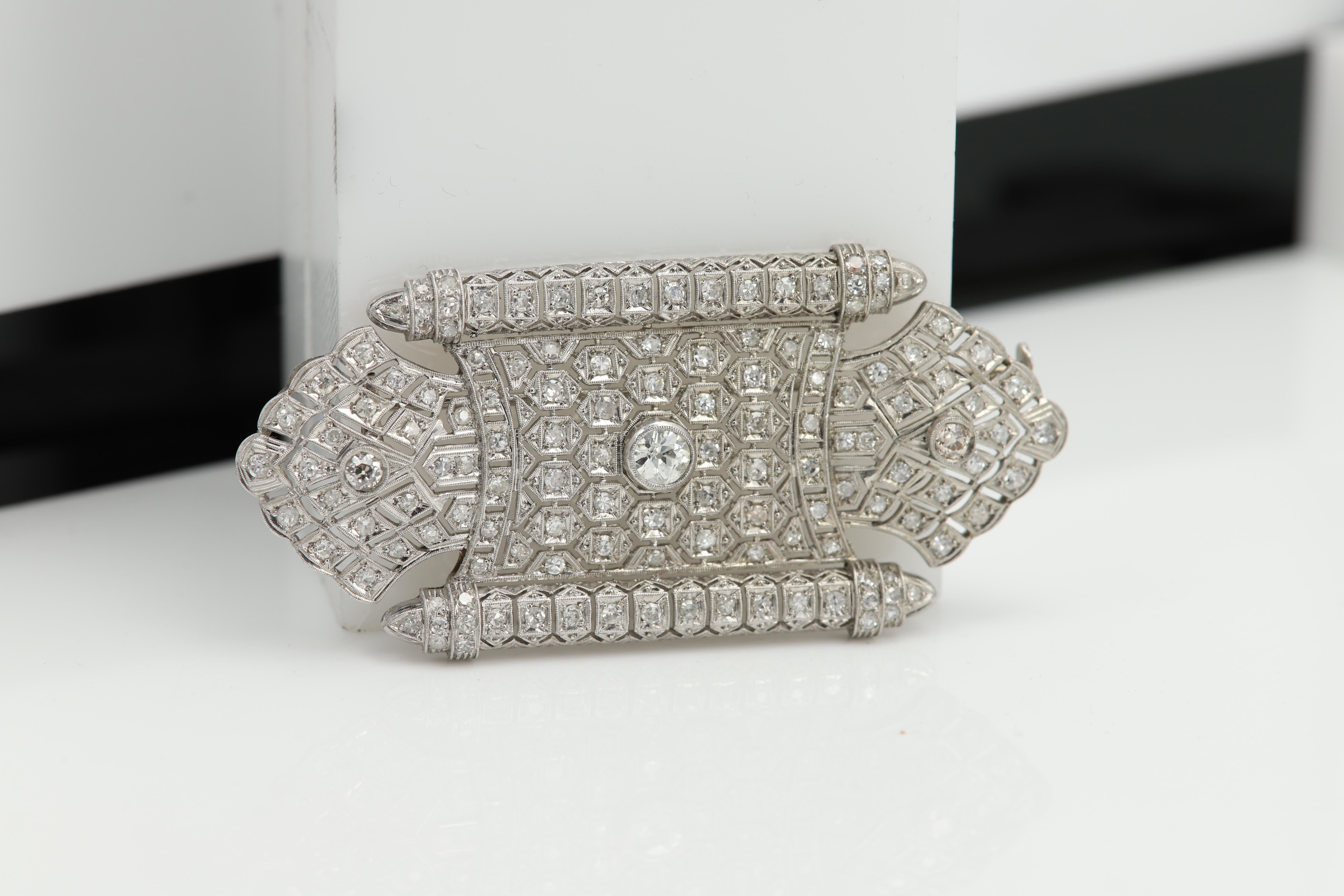 Victorian Vintage Diamond Brooch Platinum Brooch Pin circa early 1900's For Sale 2