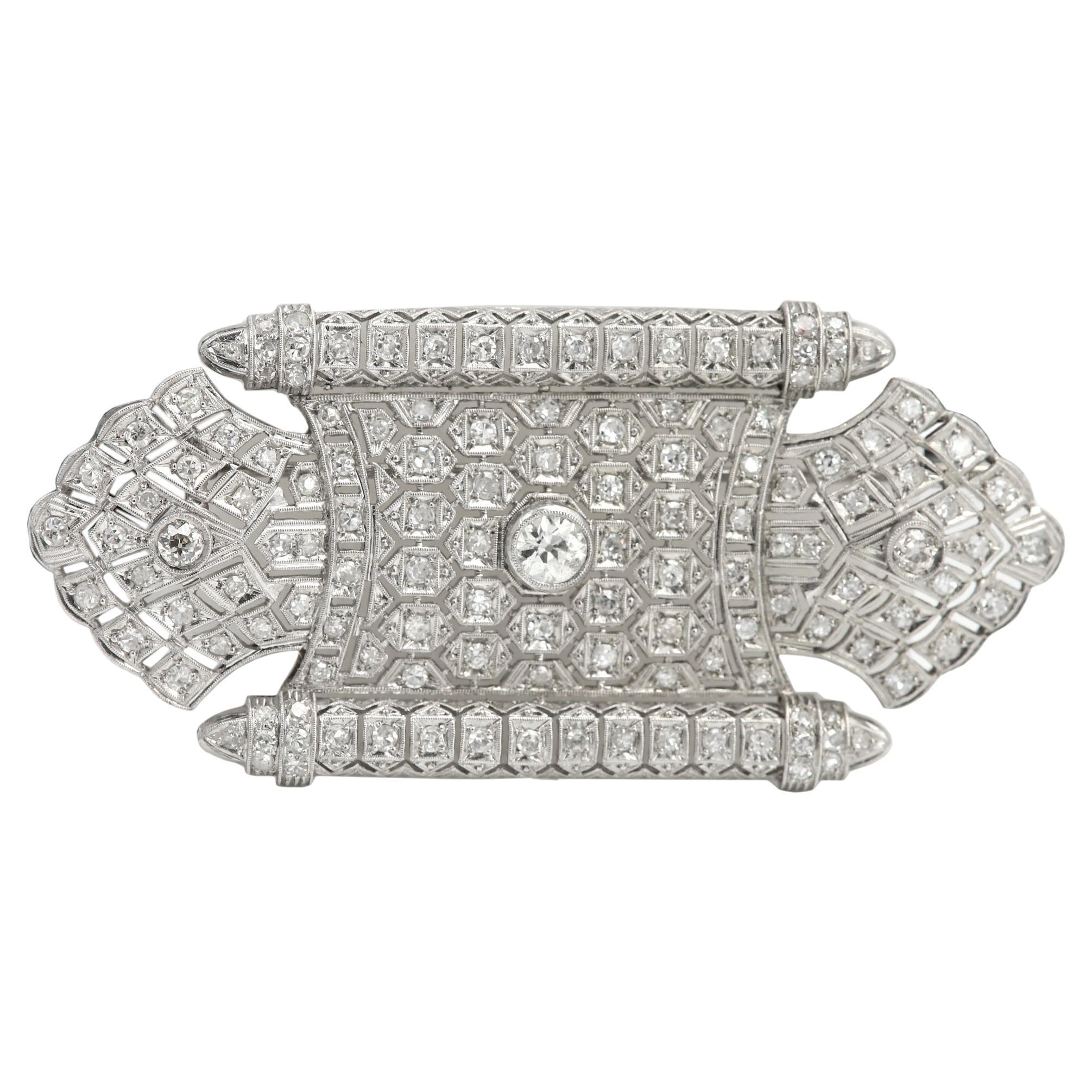 Victorian Vintage Diamond Brooch Platinum Brooch Pin circa early 1900's