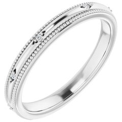 Victorian Vintage Style Diamond Wedding Anniversary Ring 18 Karat White Gold