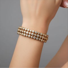Victorian Vows 14K (or 18k upon request) Yellow Gold Diamond Bangle Bracelet